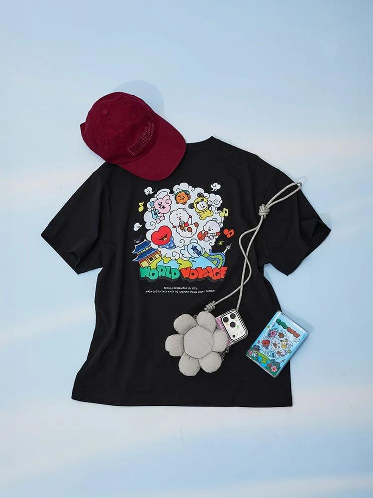 BT21 WORLD VOYAGE Short Sleeve T-shirt Black