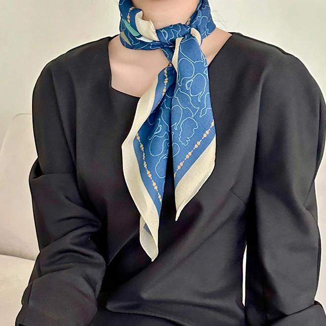 Celadon and White Porcelain Silk Scarf