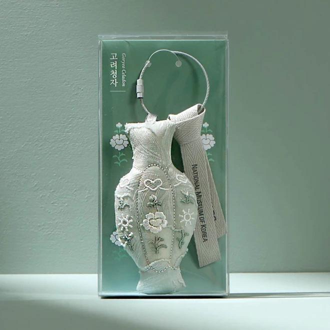 Celadon Keyring (Chrysanthemum and Peony Bottle)