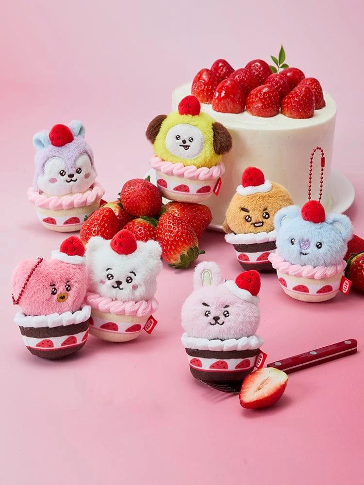 BT21 Strawberry Party Strawberry Tart Plush Keyring