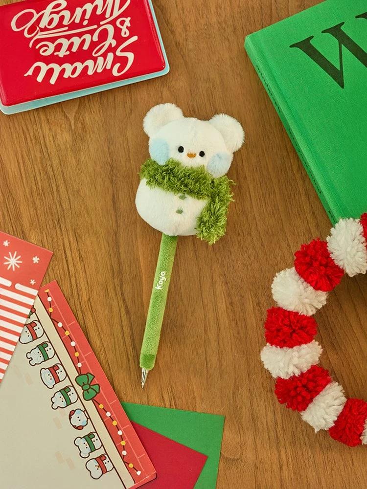 BT21 KOYA mini minini petit Holiday Snowman Plush Gel Pen