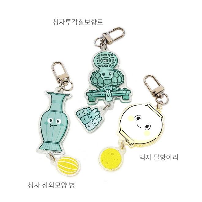 Celadon and White Porcelain Character Keyring
