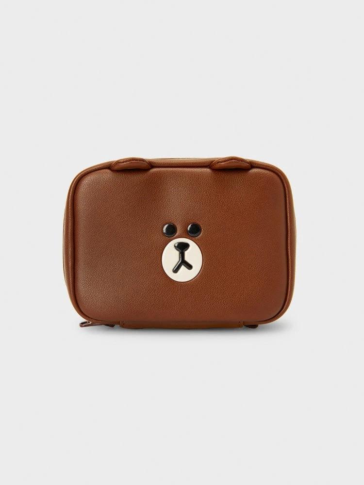 LINE FRIENDS Brown Leather-like Square Pouch (M)