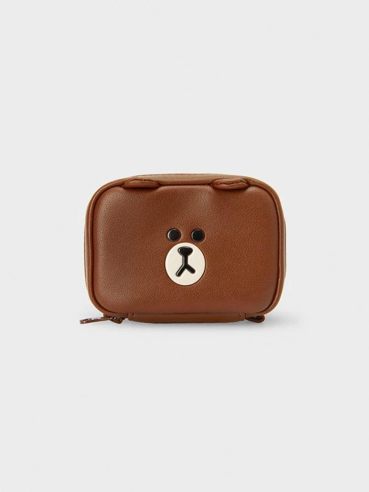 LINE FRIENDS Brown Leather-like Square Pouch (S)