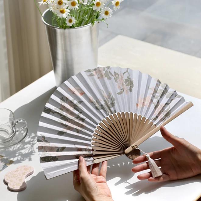 Folding Fan with Floral Design (Pear Blossom) - National Museum of Korea Specialty Product