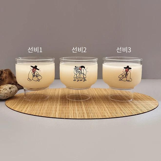 Three Scholars Drinking Makgeolli Cup Set with Color-Changing Design - 3 Pieces (Single Purchase)
