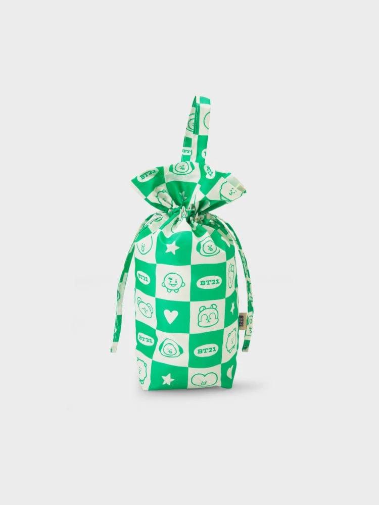 BT21 2023 F/W Travel ACC Green Reusable Bottle Bag