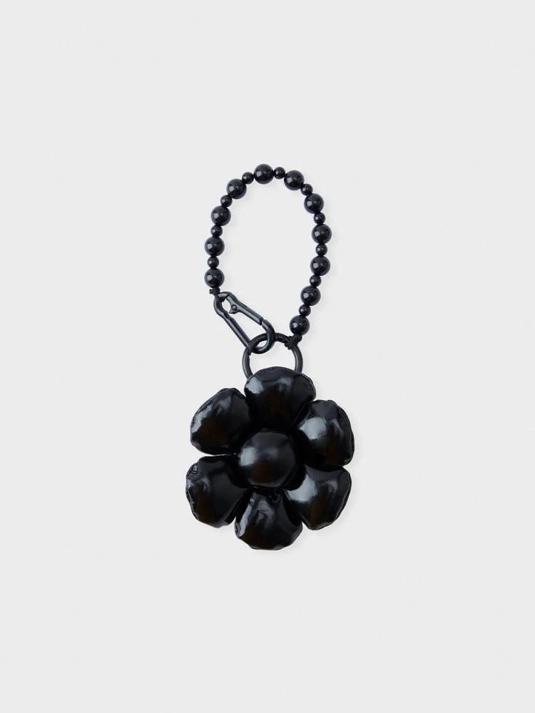 Collage Flower Padding Keyring Black
