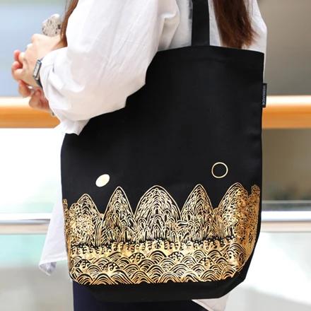 Sun, Moon and Five Peaks Fabric Bag (Gold)
