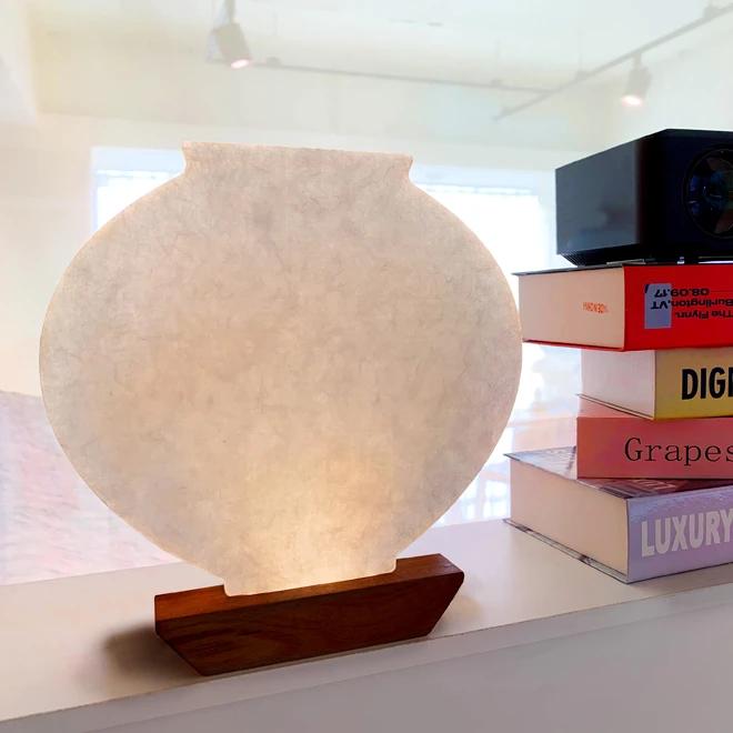Joseon White Porcelain Moon Jar and Hanji Paper Lamp