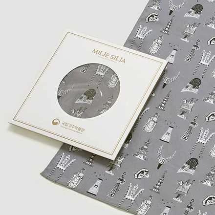 Millennium Silla Artifact Handkerchief (Gray) - National Gyeongju Museum Specialty Product