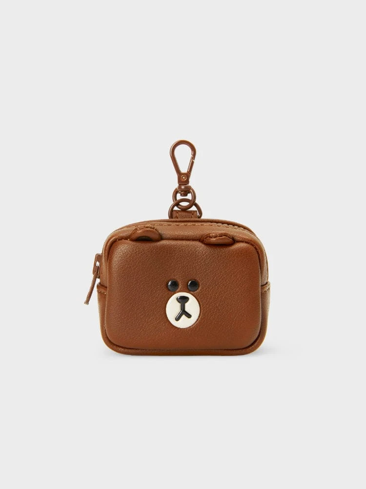 LINE FRIENDS Brown Leather-Like Square Pouch (XS)