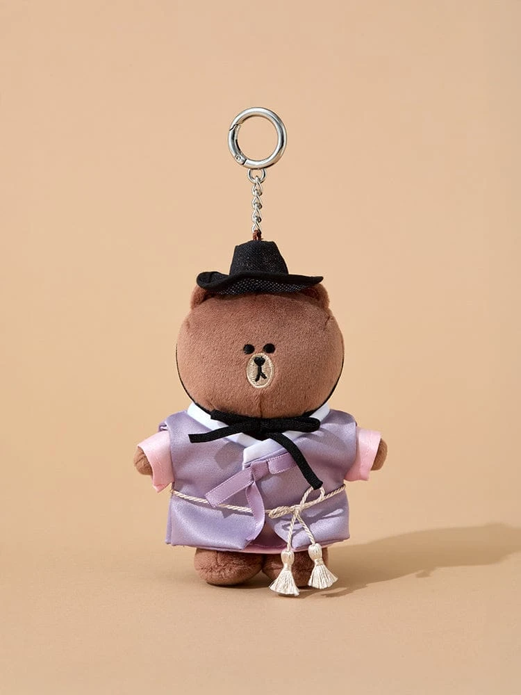 LINE FRIENDS BROWN Seoul Edition Hanbok Costume Plush Keyring