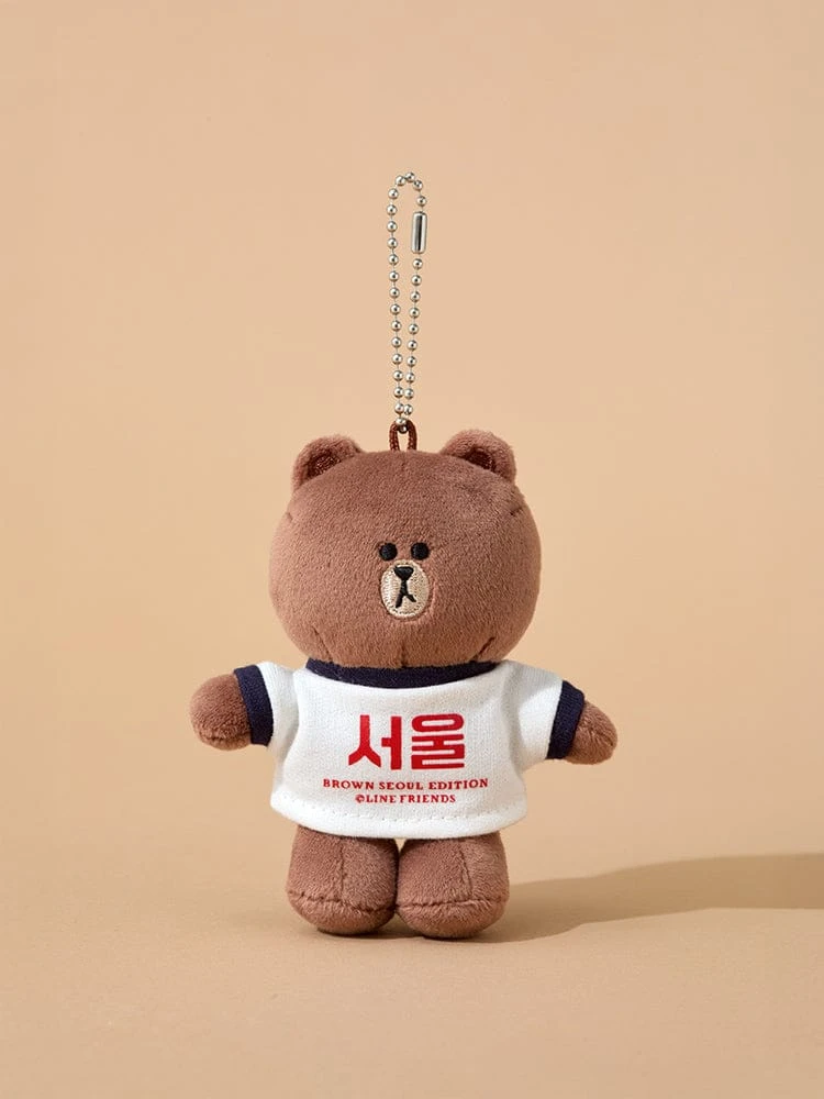LINE FRIENDS BROWN SEOUL EDITION Plush Keychain