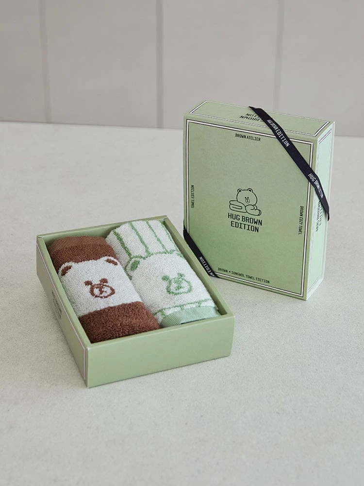 LINE FRIENDS with SONGWOL BROWN BASIC HAND TOWEL 2P SET